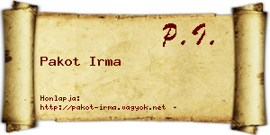 Pakot Irma névjegykártya
